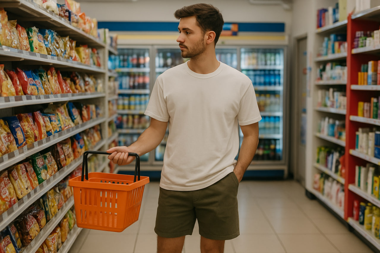 gaya cowok buat belanja harian ke minimarket yang tetap clean dan rapi