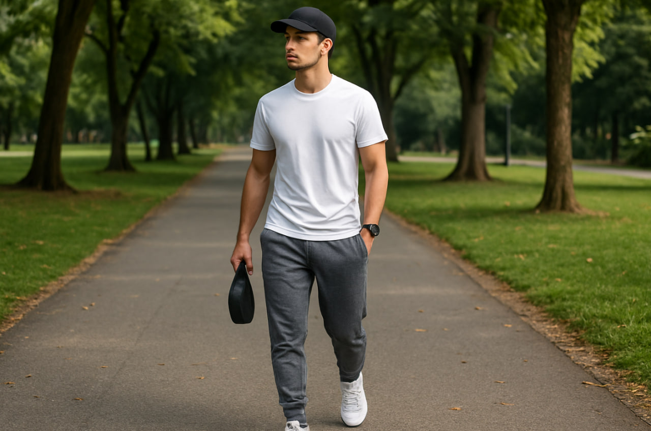 gaya cowok buat jalan minggu pagi yang sporty dan tetap clean