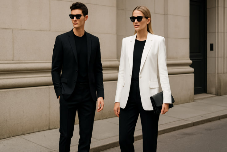 outfit monokrom 2025 pria dan wanita tampil simple bold elegan