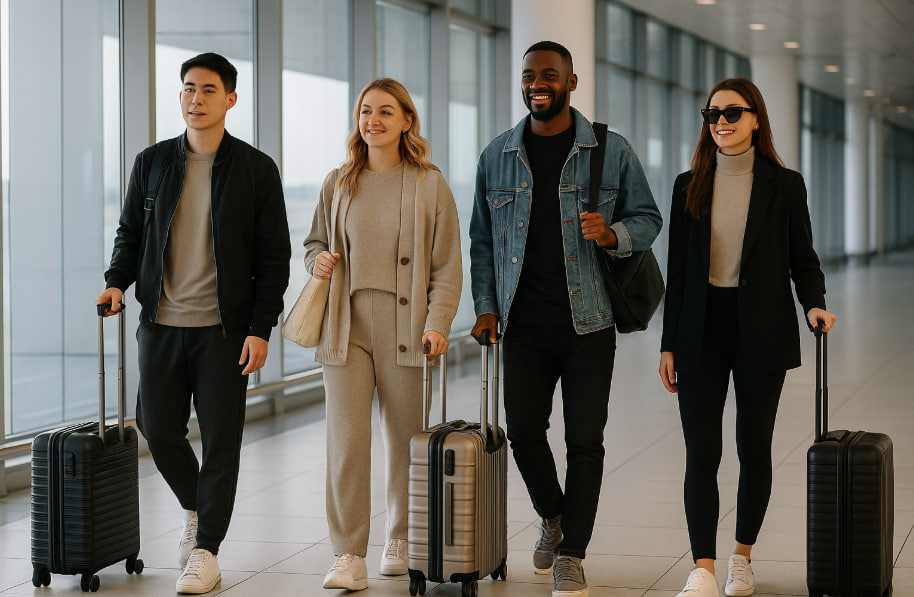 airport look 2025 pria dan wanita dengan gaya stylish dan nyaman di bandara