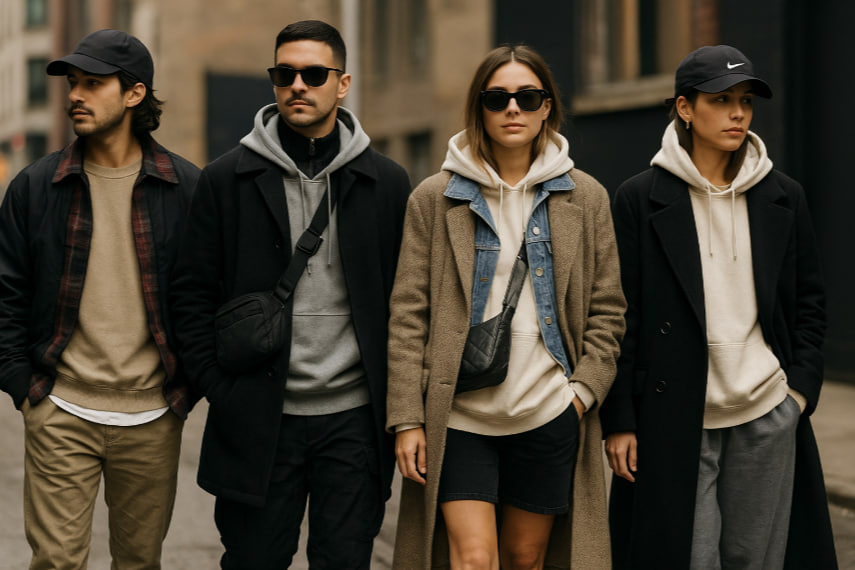 street layering 2025 pria dan wanita dengan gaya mix-layer modern ala fashion week