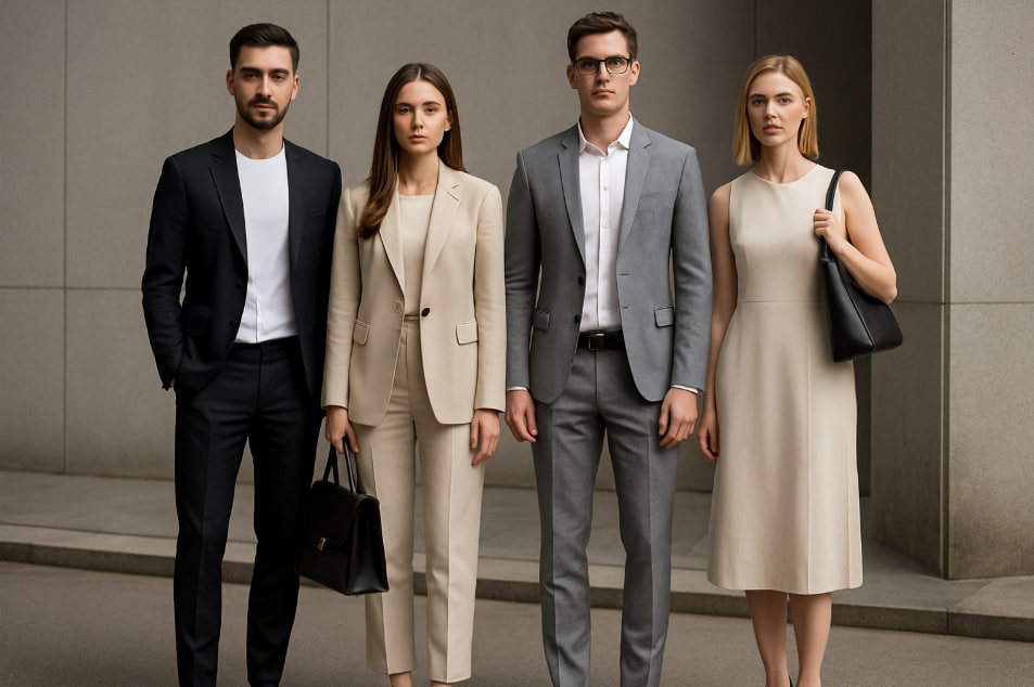 office look 2025 pria dan wanita dengan gaya profesional modern